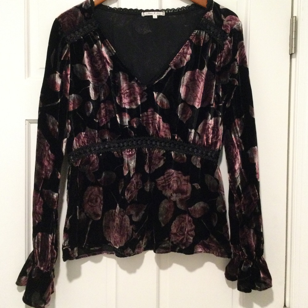 Willow and Clay gorgeous crushed velvet top EUC